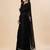black black striped beads and stones pure chiffon saree