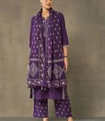 women embroidered regular thread work cotton kurta with palazzos & with dupatta