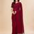 maroon maroon beads and stones embellished pure chiffon saree