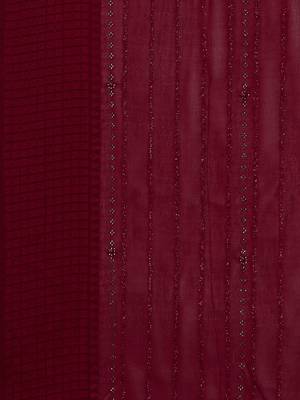 maroon maroon beads and stones embellished pure chiffon saree 5