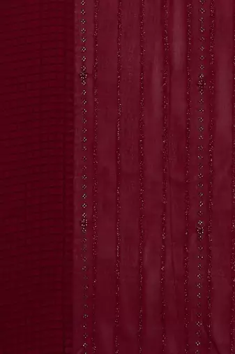 maroon maroon beads and stones embellished pure chiffon saree