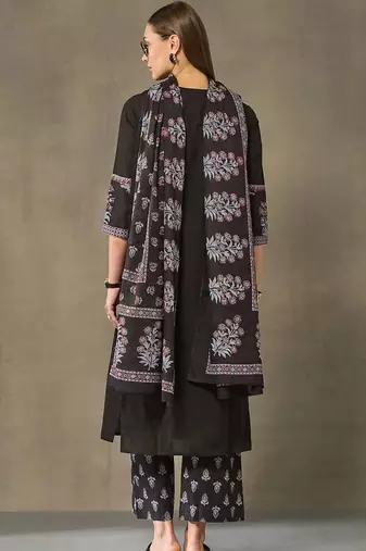 women ethnic motifs regular cotton kurta with palazzos & with dupatta