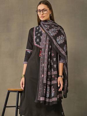 women ethnic motifs regular cotton kurta with palazzos & with dupatta 4