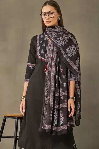 women ethnic motifs regular cotton kurta with palazzos & with dupatta