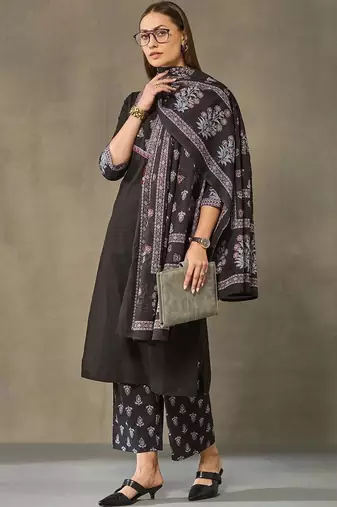 women ethnic motifs regular cotton kurta with palazzos & with dupatta