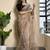 brown embroidered ethnic motifs  organza saree
