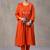 floral embroidered empire thread work cotton kurta with trousers & dupatta