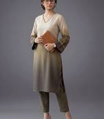 women ombre regular thread work kurta with trousers