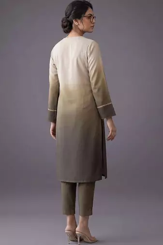 women ombre regular thread work kurta with trousers