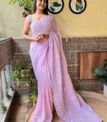 lavender embellished sequinned designer saree