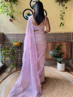lavender embellished sequinned designer saree 3