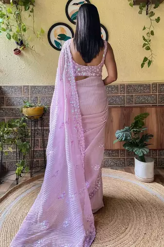 lavender embellished sequinned designer saree