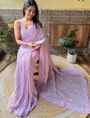 lavender embellished sequinned designer saree 4