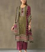 women ethnic motifs printed regular cotton kurta with trousers & with dupatta