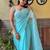 blue embellished sequinned designer saree