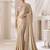 cream embellished sequinned pure chiffon saree