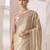 cream embellished sequinned pure chiffon saree
