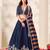 Navy Art Silk Semi Stitched Lehenga Choli with Embroidery Work
