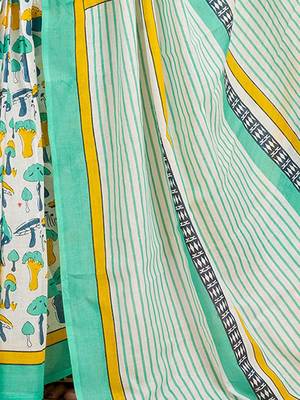 white printed pure cotton ready to wear saree 5