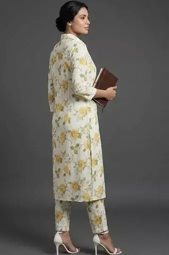 women floral printed regular kurta with trousers