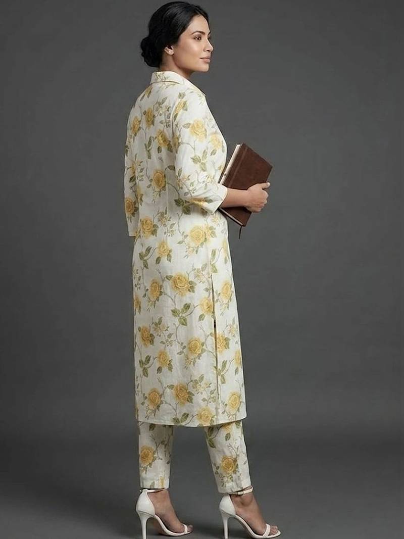 women floral printed regular kurta with trousers