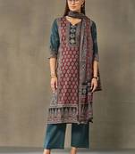 women ethnic motifs printed regular cotton kurta with palazzos & with dupatta