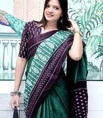 teal ikat saree