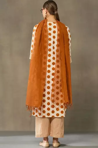 women printed regular cotton kurta with palazzos & with dupatta