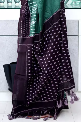 teal ikat saree