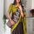brown floral ikat saree