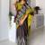 brown floral ikat saree