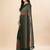 green green & brown striped beads & stone work pure chiffon saree