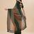 green green & brown striped beads & stone work pure chiffon saree