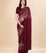 maroon maroon & green striped stone work pure chiffon saree