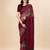 maroon maroon & green striped stone work pure chiffon saree