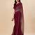 maroon maroon & green striped stone work pure chiffon saree
