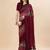 maroon maroon & green striped stone work pure chiffon saree
