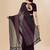 magenta magenta & black striped beads & stone work pure georgette saree