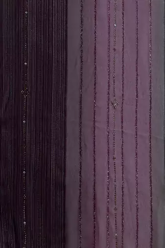 magenta magenta & black striped beads & stone work pure georgette saree