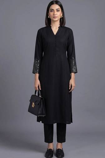 women regular sequinned kurta with trousers