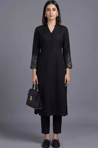 women regular sequinned kurta with trousers