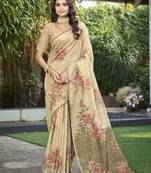 cream floral aari work tissue kanjeevaram saree
