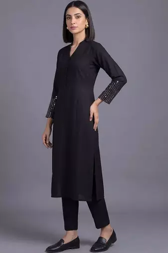 women regular sequinned kurta with trousers
