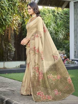 cream floral aari work tissue kanjeevaram saree 2