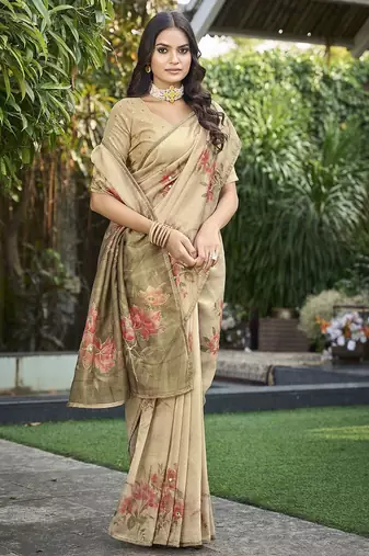 cream floral aari work tissue kanjeevaram saree