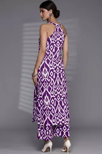 women printed regular cotton kurta with palazzos