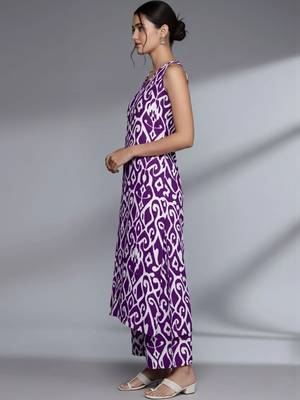 women printed regular cotton kurta with palazzos 5