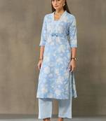 women floral printed regular cotton kurta with palazzos & with dupatta