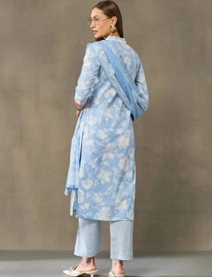 women floral printed regular cotton kurta with palazzos & with dupatta 3