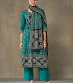 women ethnic motifs printed regular cotton kurta with palazzos & with dupatta